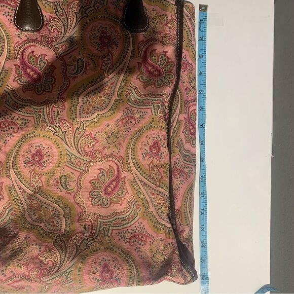 Escada Sport Large Hand bag Pink/Brown Paisley Women’s Designer Vintage - Picture 15 of 16